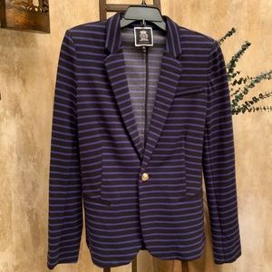 Juicy Couture Black & Lt Blue Striped Blazer w/ Gold Buttons.  Unlined.  Size XL